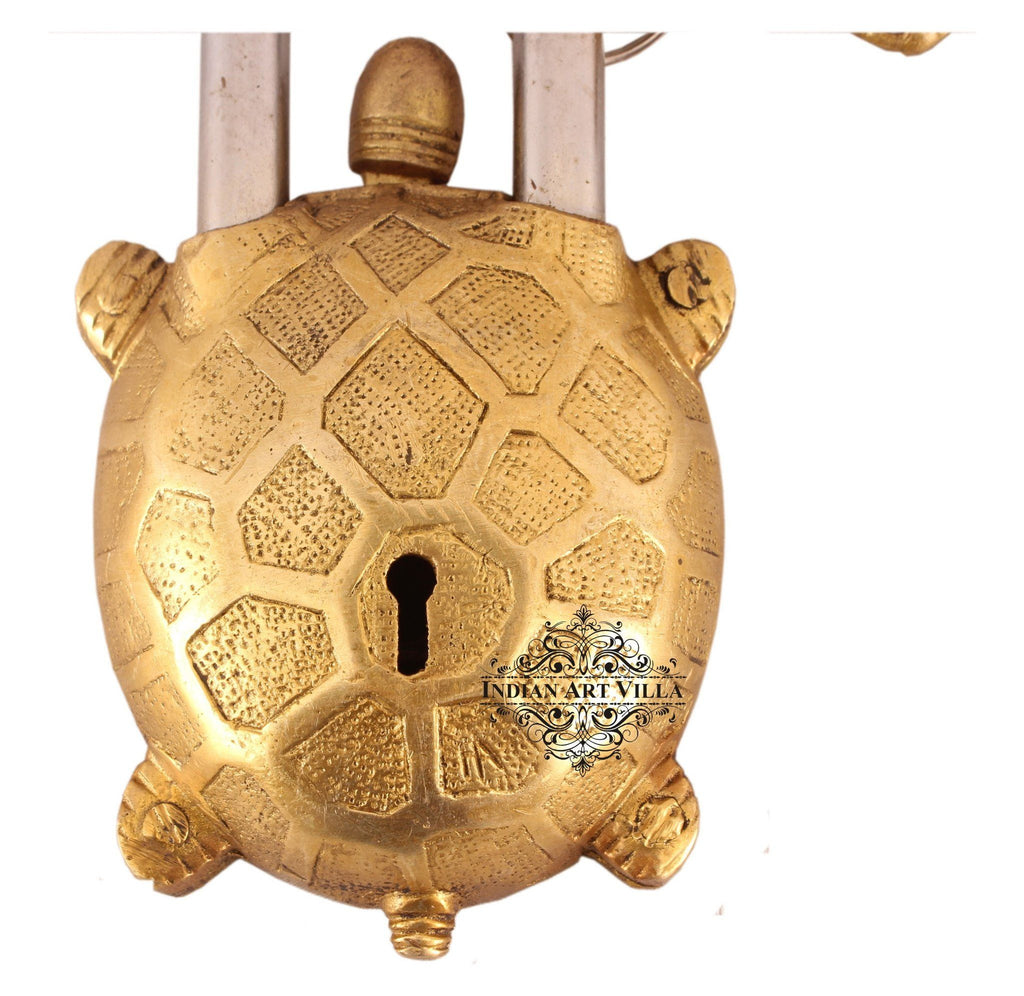 Vintage Style Vastu Tortoise Shape Brass Lock Designer Locks Indian Art Villa